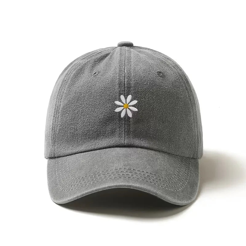 Baseball Cap with Daisy Embroidery