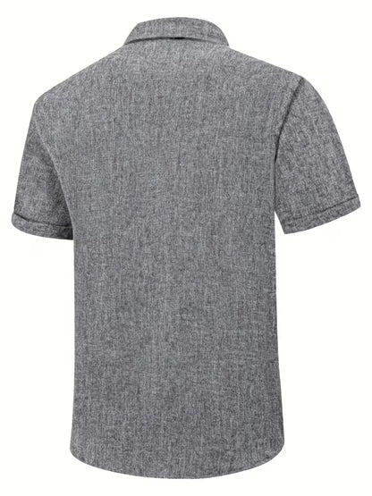 Regular fit short-sleeved shirt with V-neck