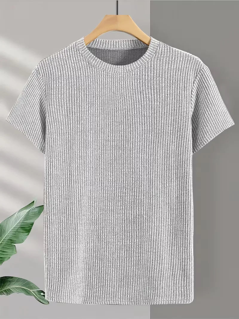 Casual men's T-shirt with jacquard pattern
