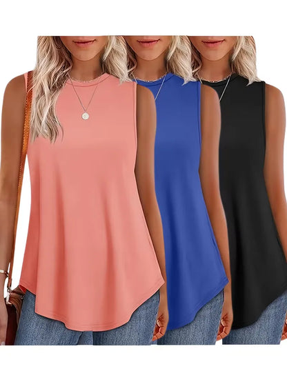 Loose Fit Tank Top with Round Neck