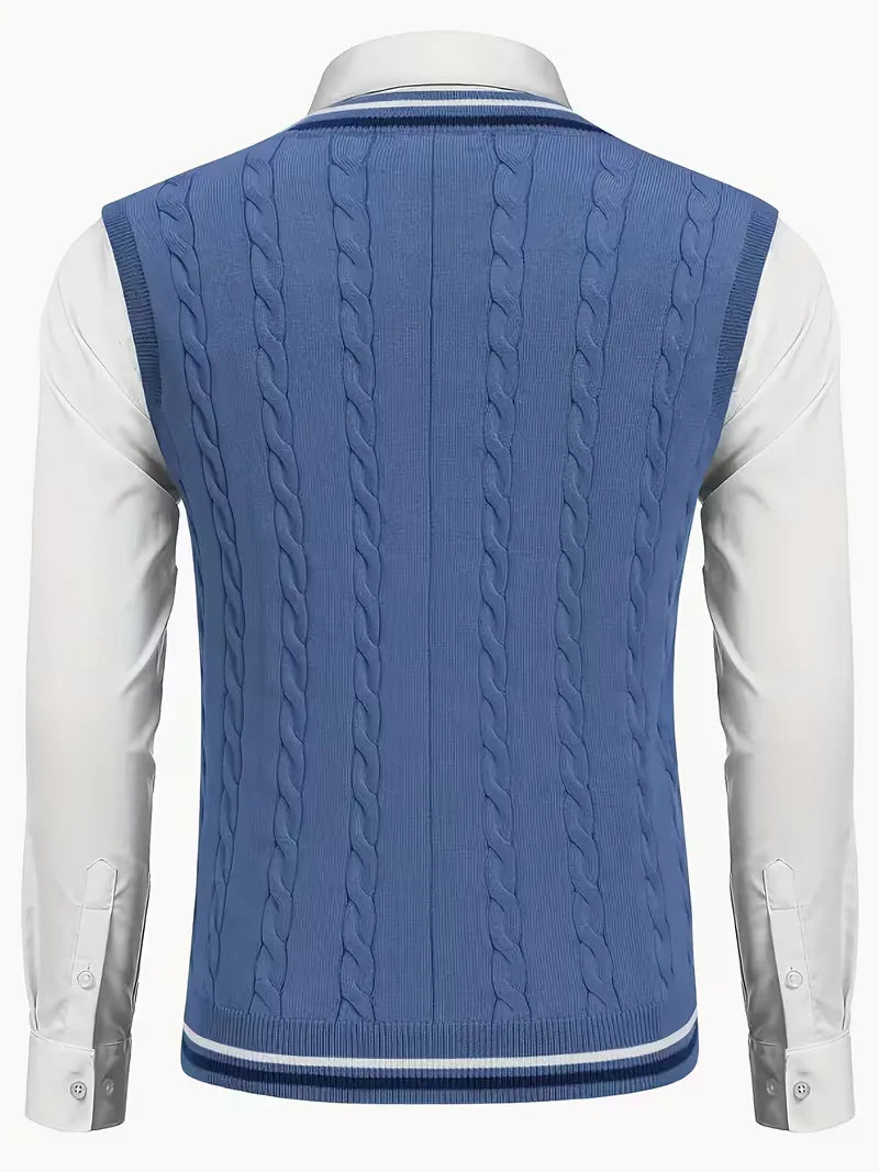 Sleeveless Knitted Waistcoat with V-Neck