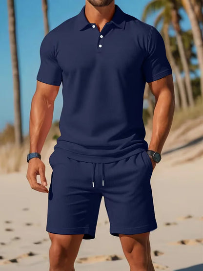 Summer clothing set with polo and shorts