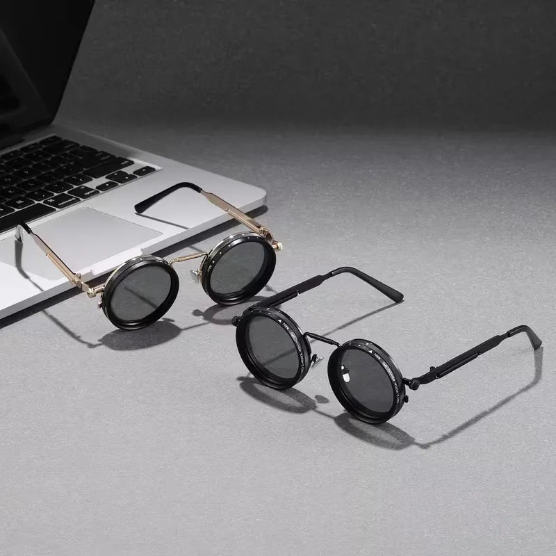 Round Sunglasses with Steampunk Design