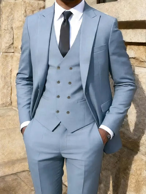 Three-piece slim fit suit