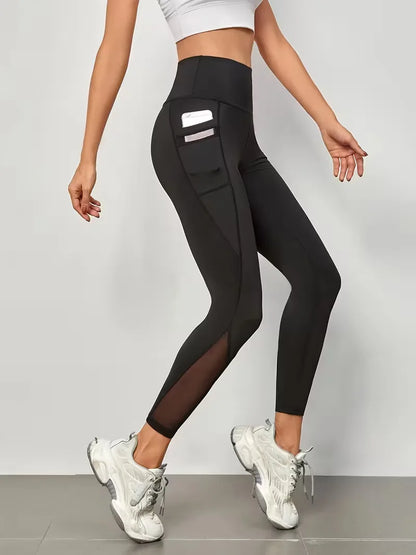 High-Waisted Leggings with Mesh Panels