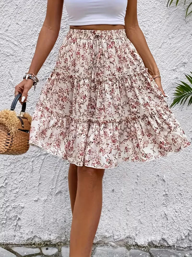 A-line skirt with floral print
