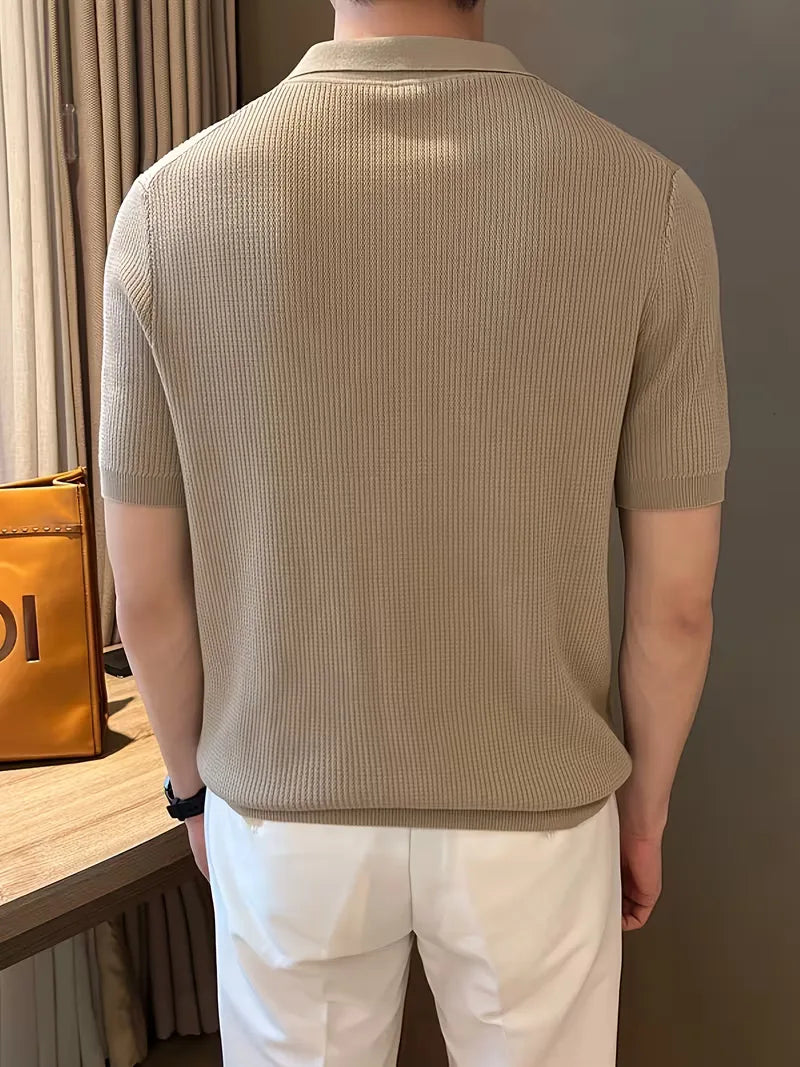 Polo with V-neck and short sleeves