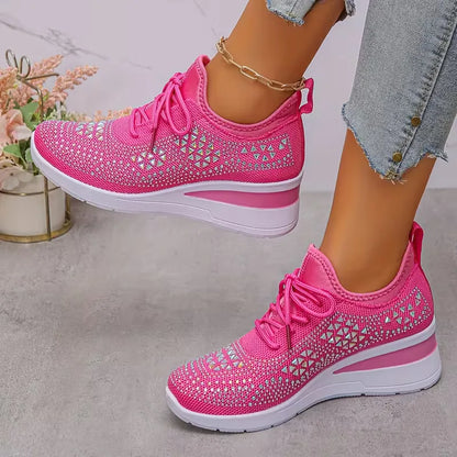 Platform sneakers with knitted upper