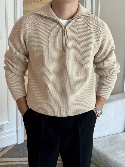 Zip-up jumper with ribbed texture