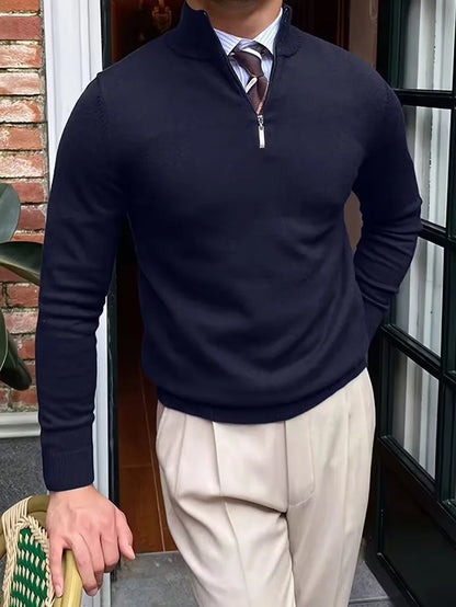 Sweater with Collar and Half-Zip