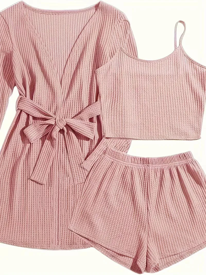 Three-piece set with waffle texture