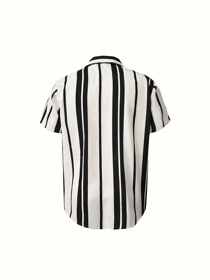 Short Sleeve Shirt with Vertical Stripes