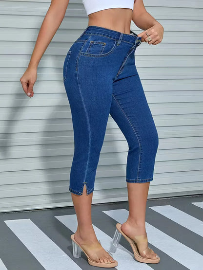 Skinny jeans with split hem