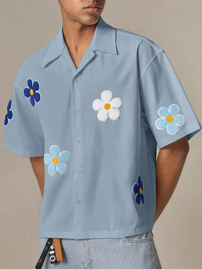 Short Sleeve Shirt with Flowers