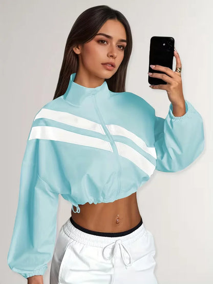 Track jacket with elastic cuffs
