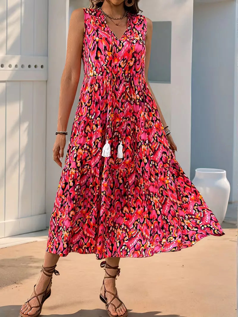 A-line dress with V-neck