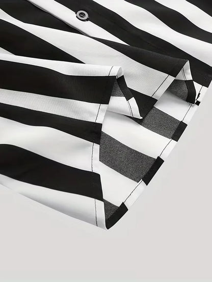 Short Sleeve Shirt with Vertical Stripes