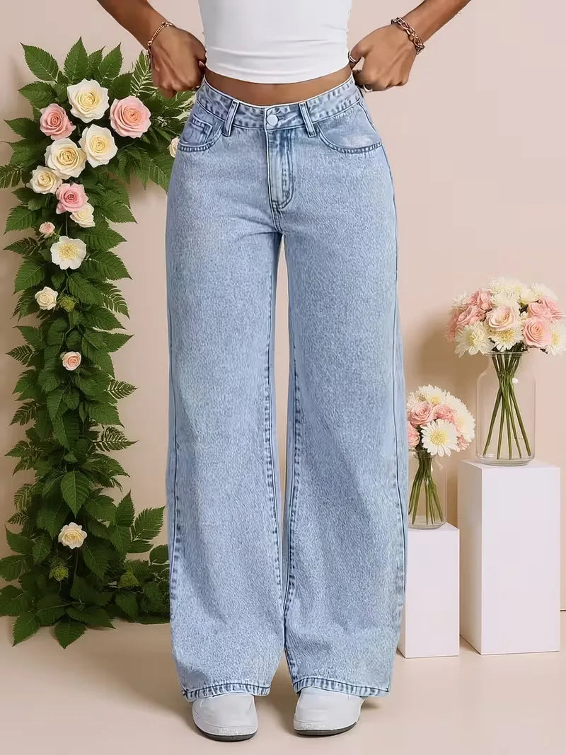 Wide leg jeans with high waist