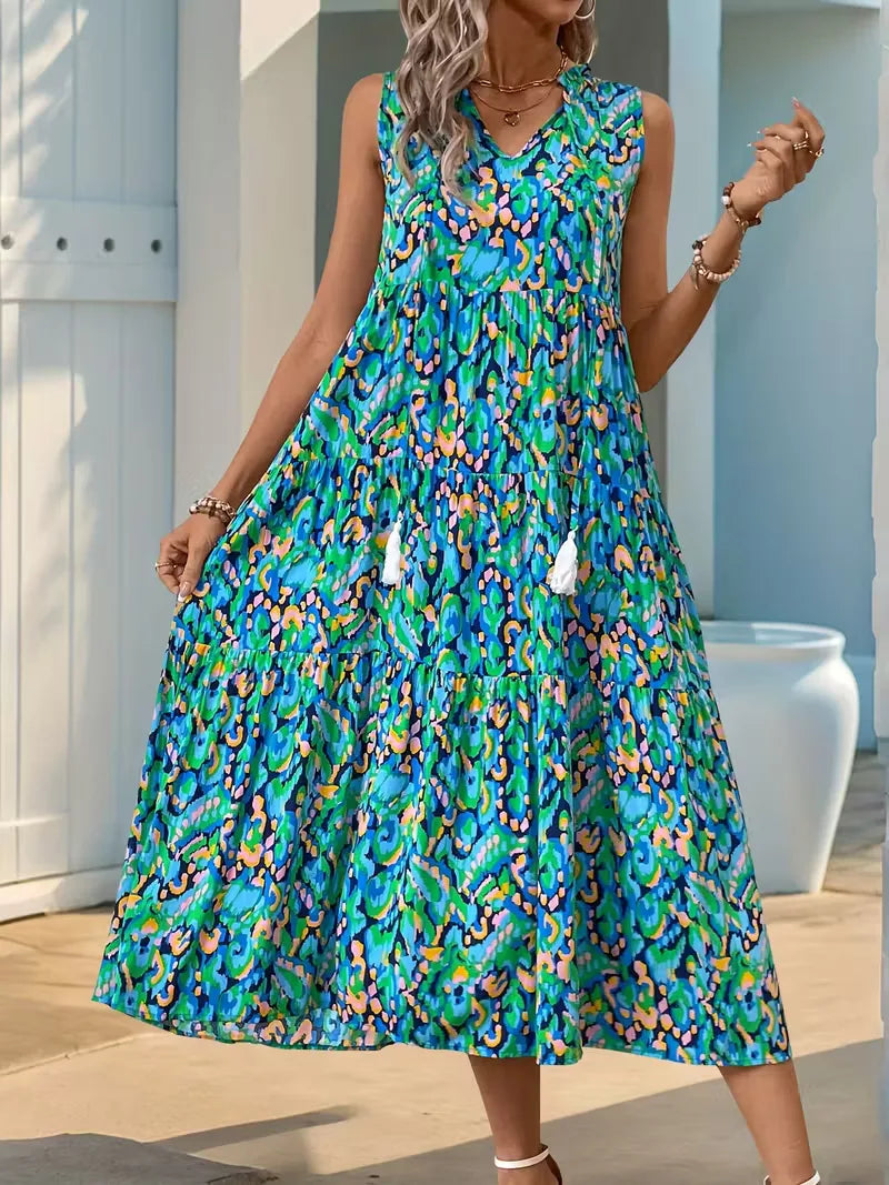 A-line dress with V-neck