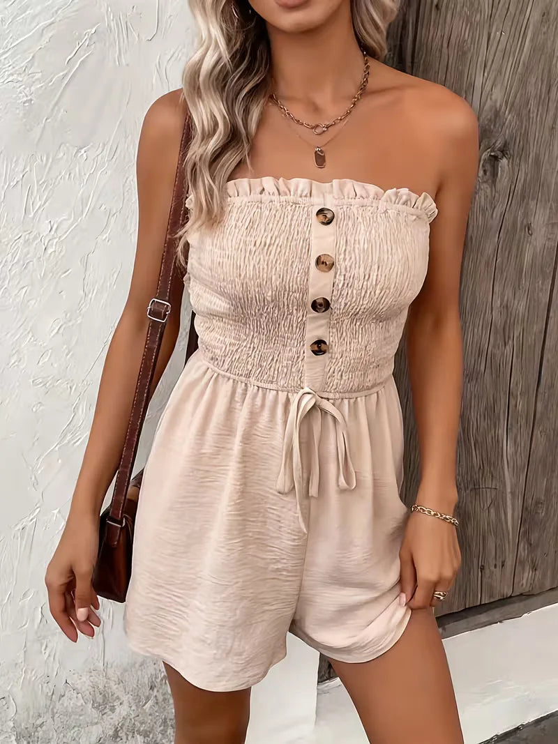 Strapless playsuit with wide legs