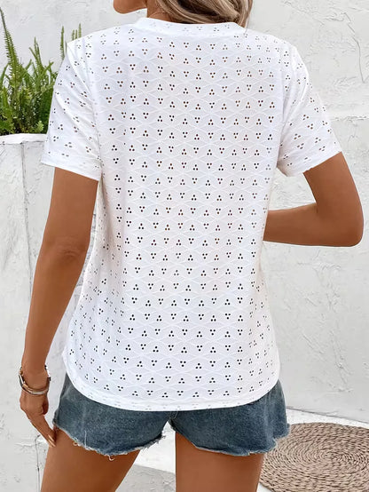 T-shirt with eyelet pattern