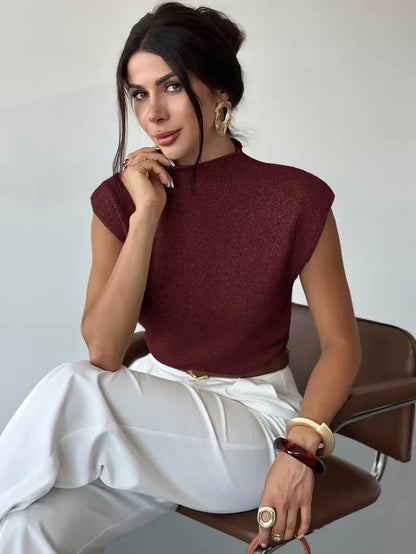 Sleeveless Vest with Mock Neck