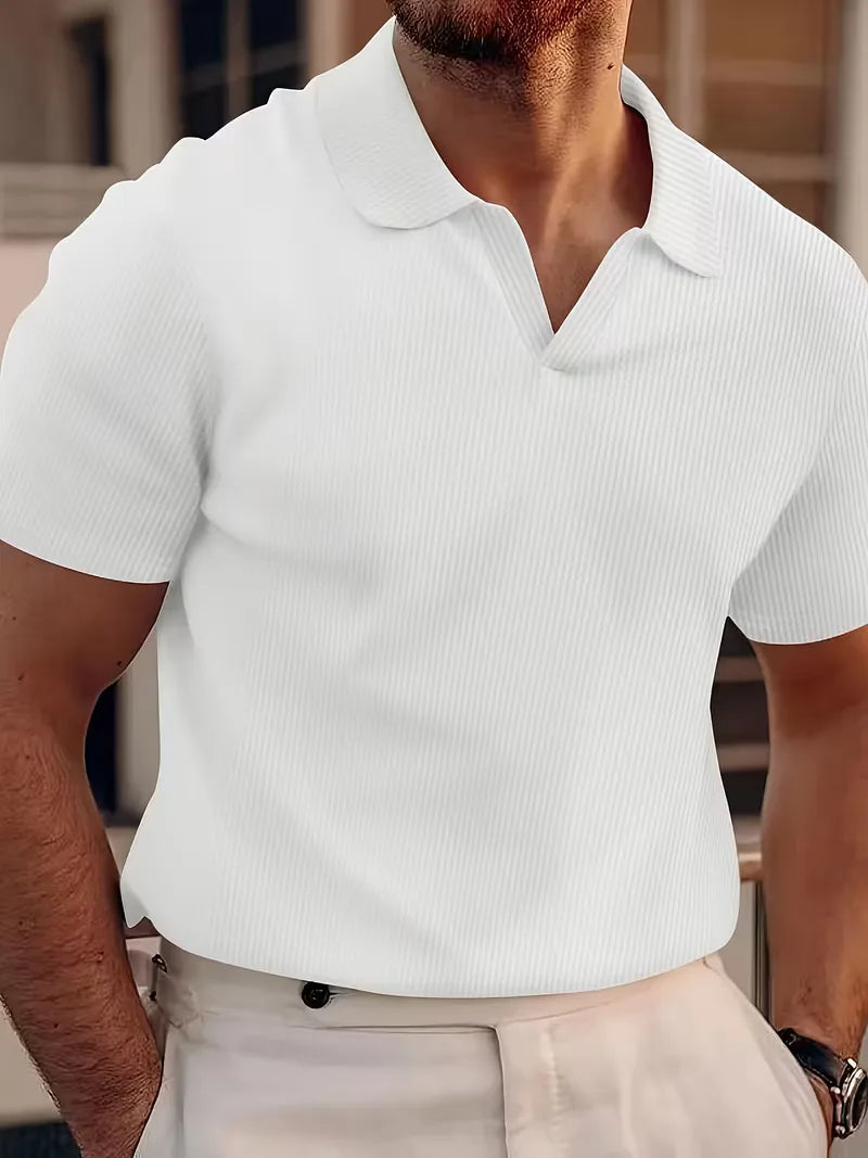 Polo with Short Sleeves and V-Neck