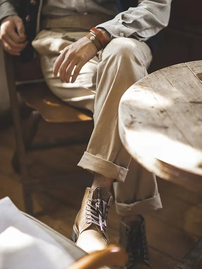 Khaki Trousers with High Waist