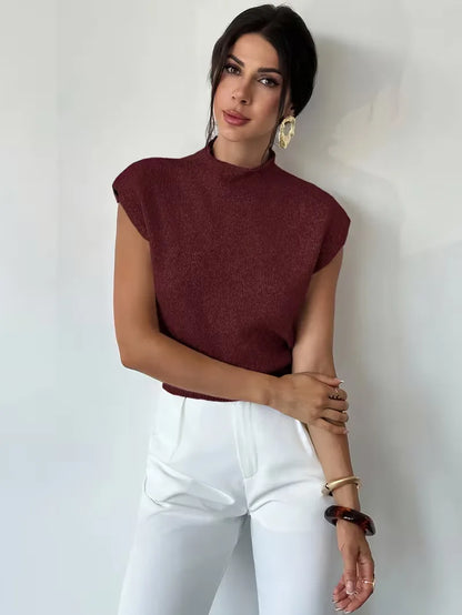 Sleeveless Vest with Mock Neck
