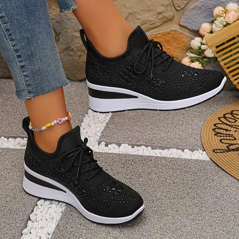 Platform sneakers with knitted upper