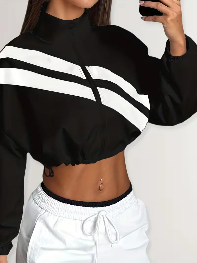Track jacket with elastic cuffs
