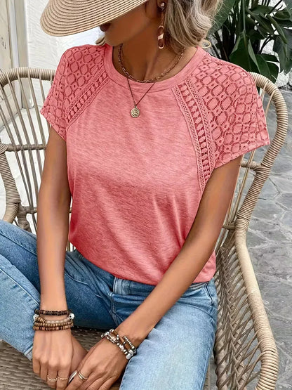 T-shirt with Lace Details Short Sleeve