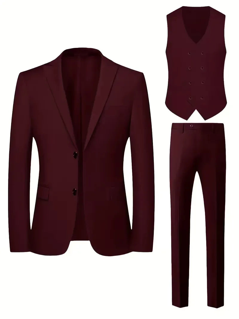 Three-piece suit with slim fit