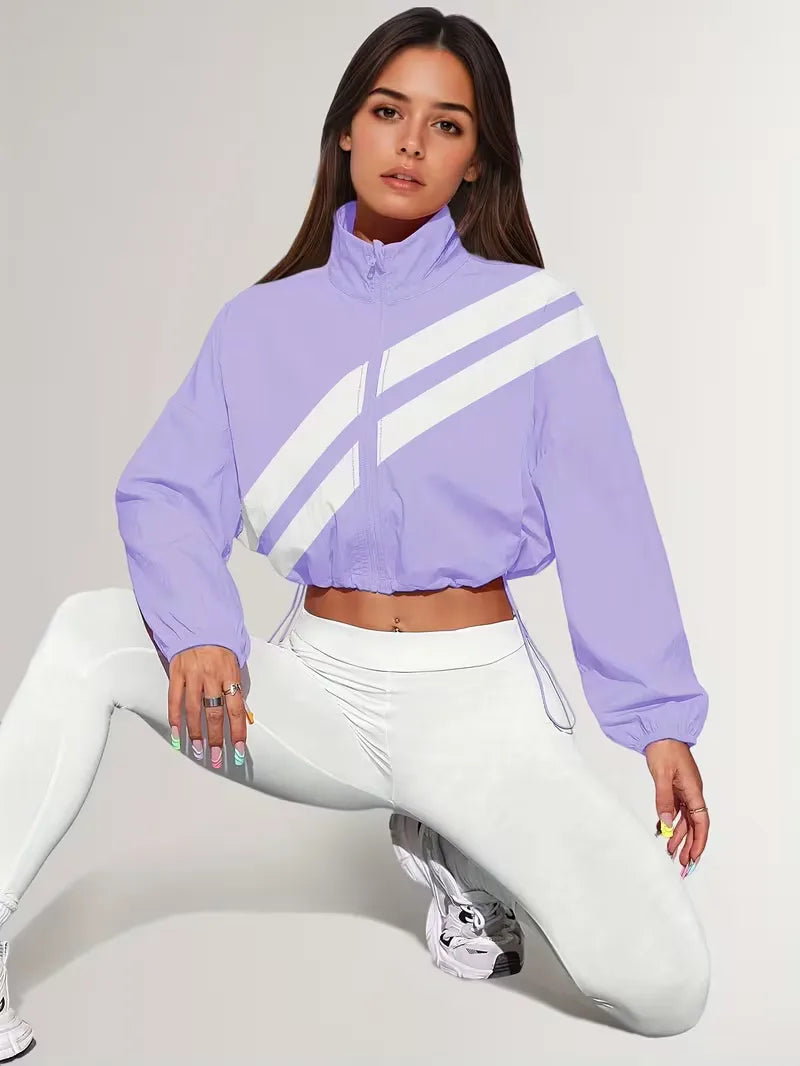 Track jacket with elastic cuffs