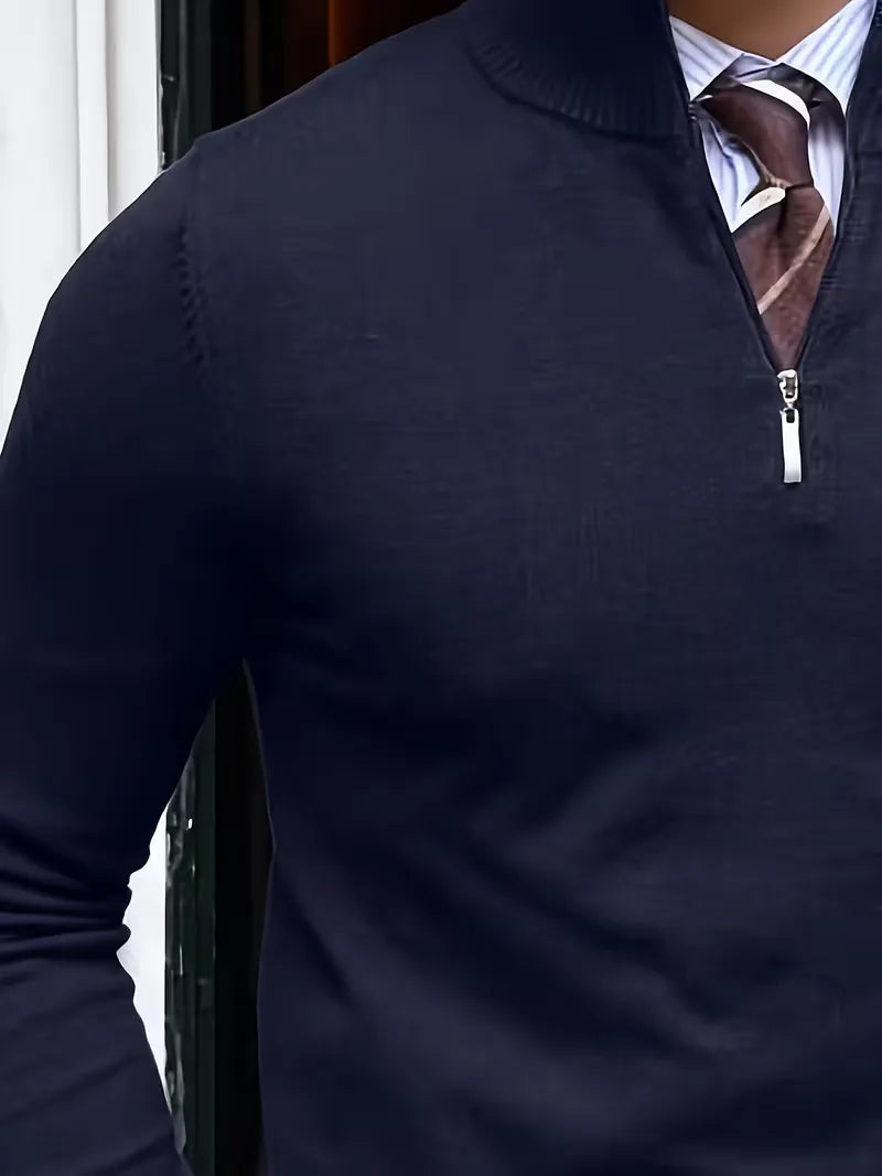 Sweater with Collar and Half-Zip