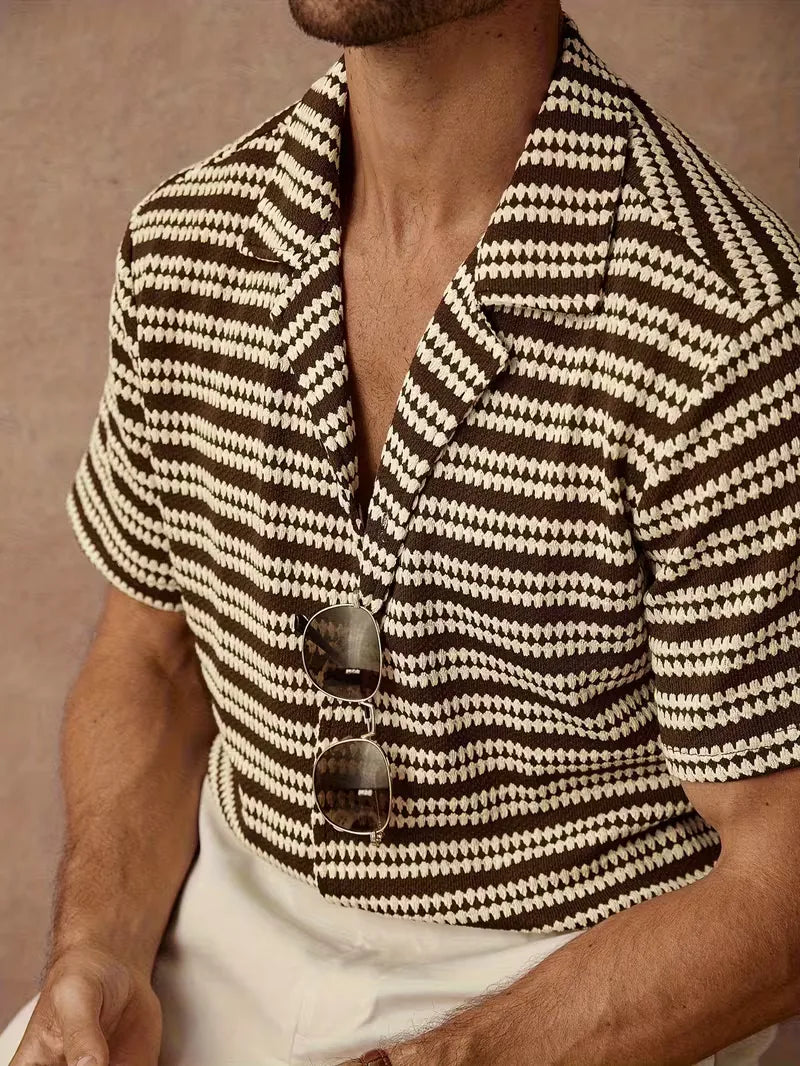 Short Sleeve Shirt with Jacquard Stripe