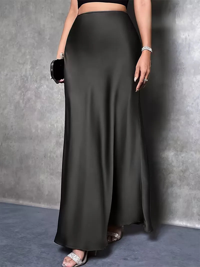 Satin Skirt with High Waist