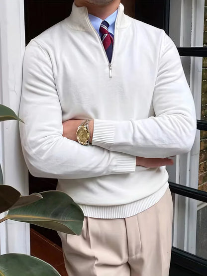 Sweater with Collar and Half-Zip