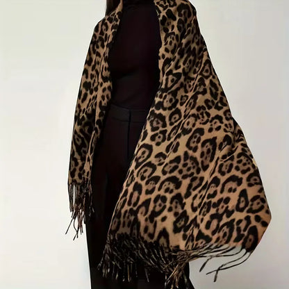 Winter Scarf with Leopard Print