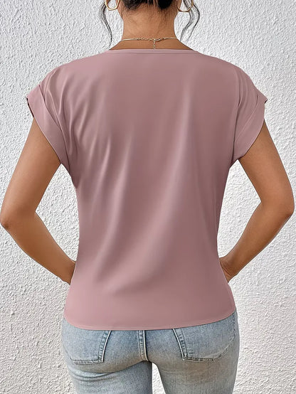 V-neck T-shirt with Draped Front