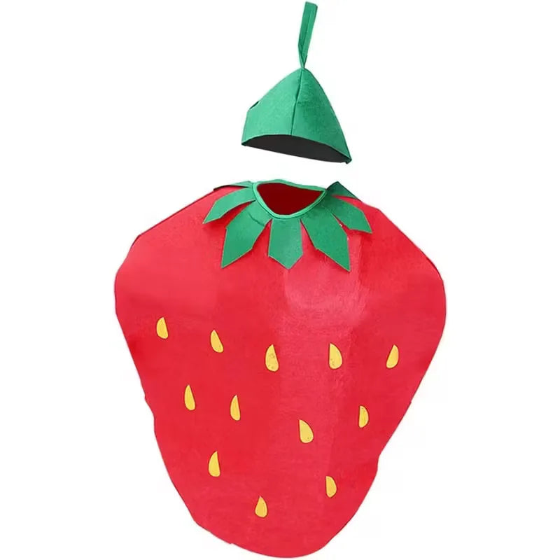 Strawberry costume with green leaves and headpiece for carnival