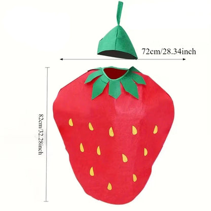 Strawberry costume with green leaves and headpiece for carnival
