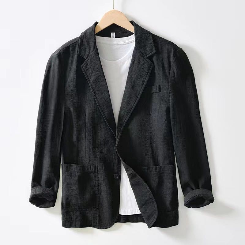 Blazer with Notched Lapel and Rolled Sleeves