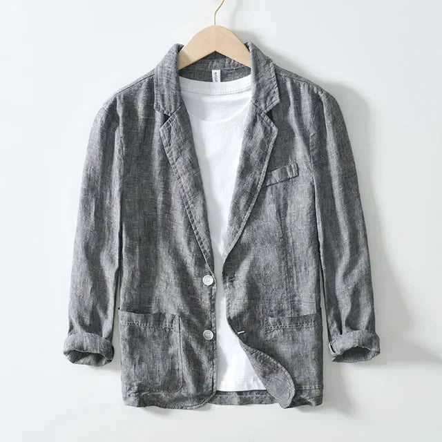 Blazer with Notched Lapel and Rolled Sleeves