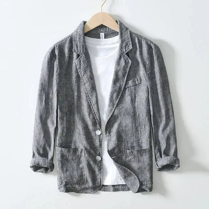 Blazer with Notched Lapel and Rolled Sleeves