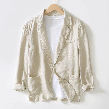 Blazer with Notched Lapel and Rolled Sleeves