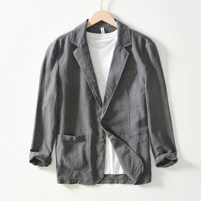 Blazer with Notched Lapel and Rolled Sleeves