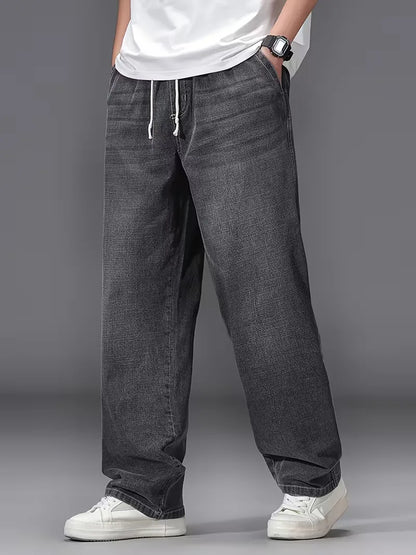 Men's Elasticated Trousers, Loose Fit Denim