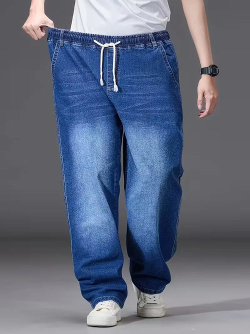 Men's Elasticated Trousers, Loose Fit Denim