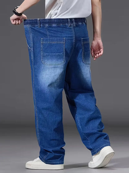 Men's Elasticated Trousers, Loose Fit Denim